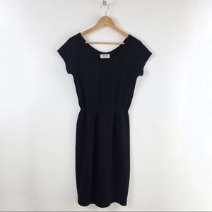 St. John Black Knit Dress Cap Sleeve Pencil M